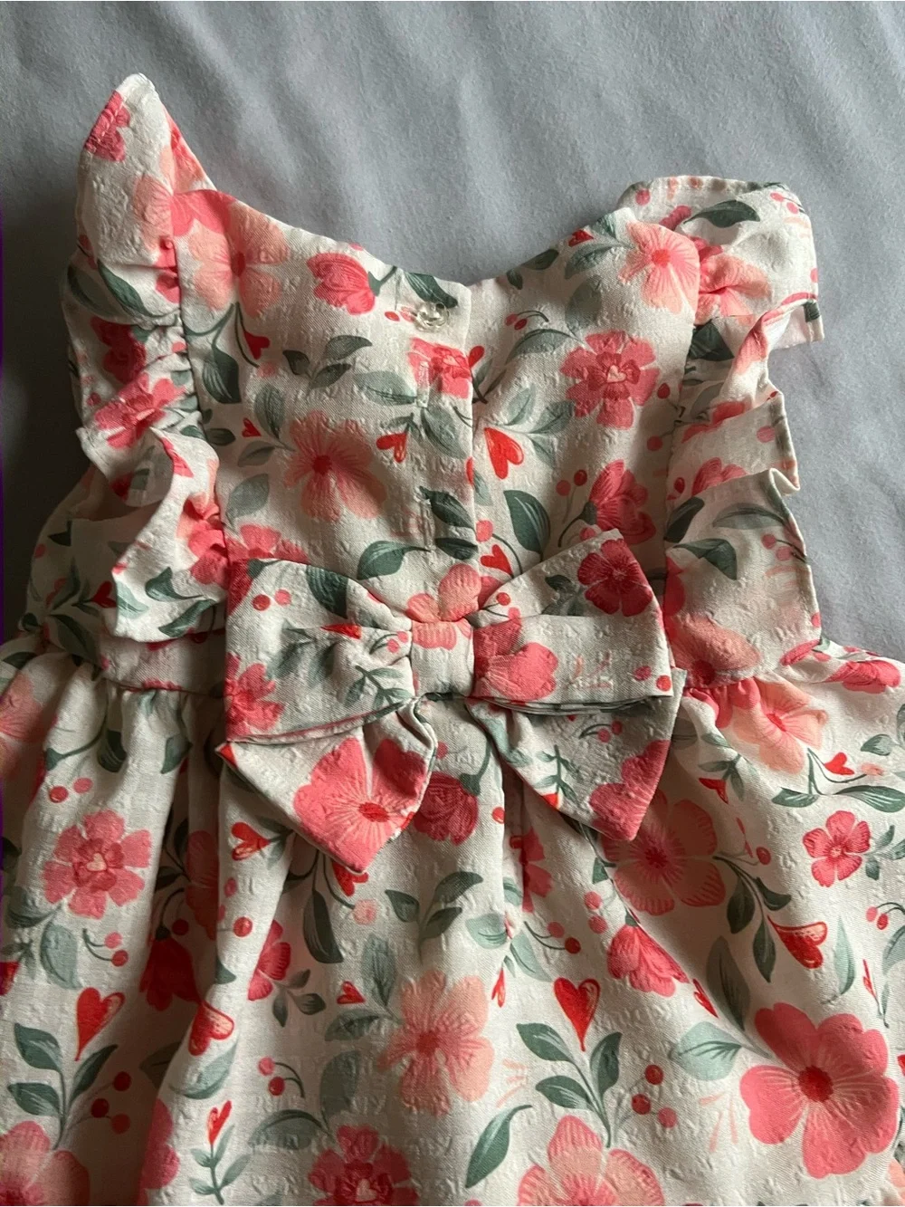 Isaac Mizrahi Girls Floral Tiered Dress in Coral and Cream